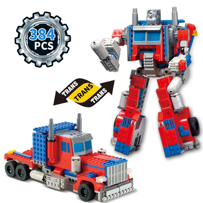 

384Pcs Transformation Robot Toy Truck Car Building Blocks Sets Brinquedos City Kids DIY Bricks Educational Toys
