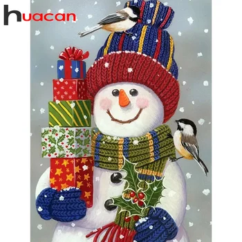 

Huacan Diamond Painting Full Square Snowman Embroidery Christmas Mosaic Home Decoration Wall Art