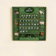 Винтажный деревянный календарь для дома, гостиной/офиса/магазина, Декор, настенные вечные календари с животными, Лесной календарь
