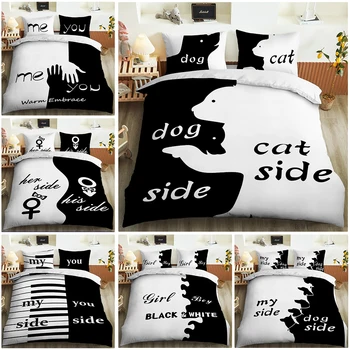 

2020 new Couple series Interesting bedroom double Bedding Set Duvet Cover Bedding Set 3D printing pillow case extra large
