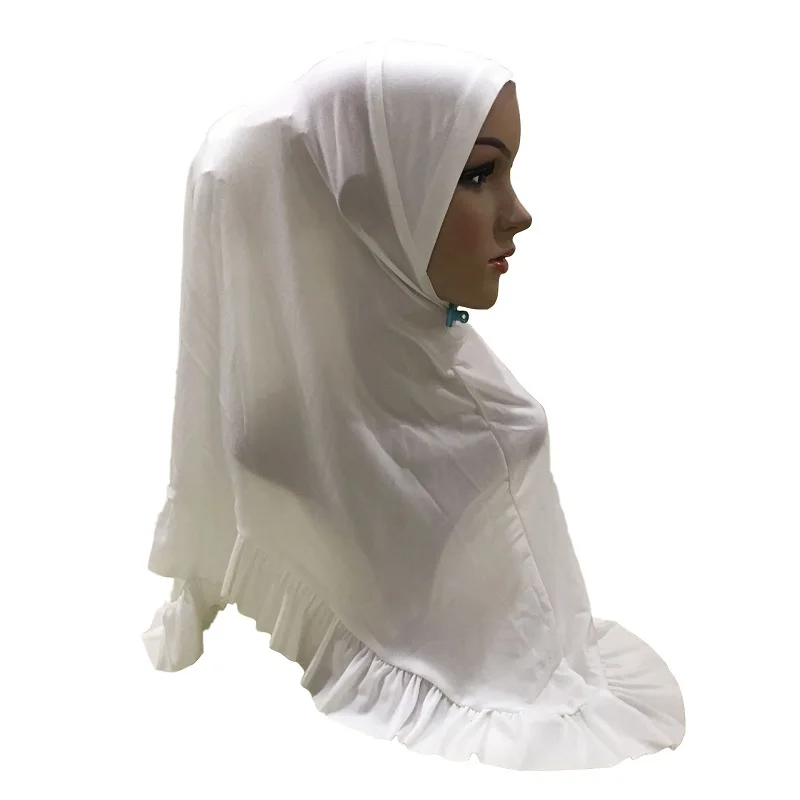 Модный женский цельный хиджаб Amira Instant с воланами лотоса, Мягкий головной убор, мусульманский головной убор, натягивающий головной убор - Цвет: white