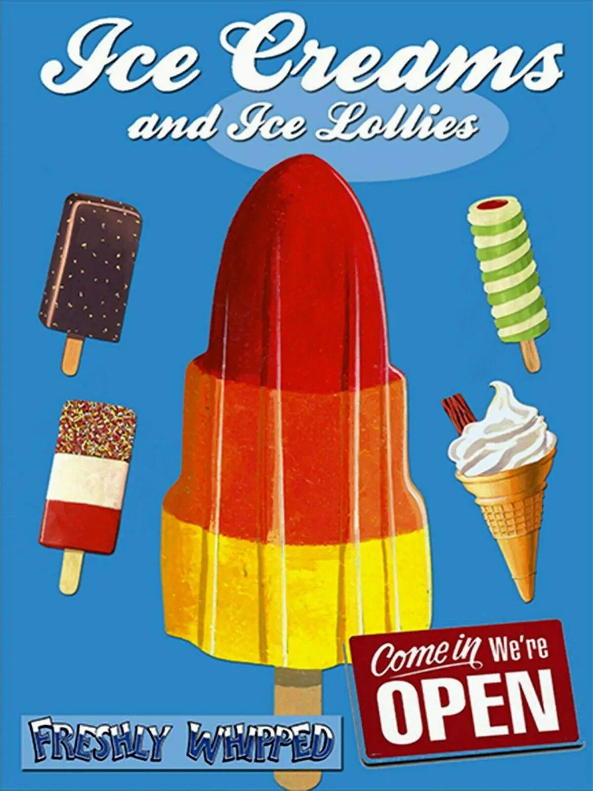 Ice Cream and Lollies Shop Metal Wall Decor Sign Plaque 12 x 8 Inches | Дом и сад