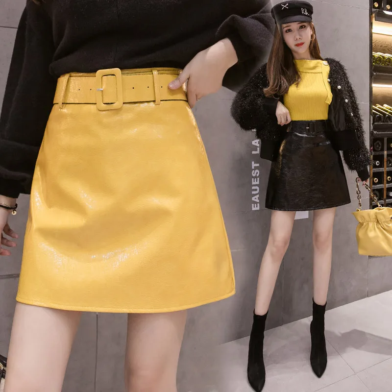 

Photo Shoot 2019 Autumn And Winter New Style INS Super Fire Crocodile Pattern A- line Skirt High-waisted Slimming Bright Skin Sk