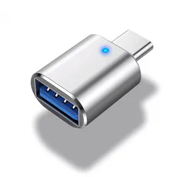 Universal USB-C to USB 3.0 OTG Adapter with LED Light (Silver)