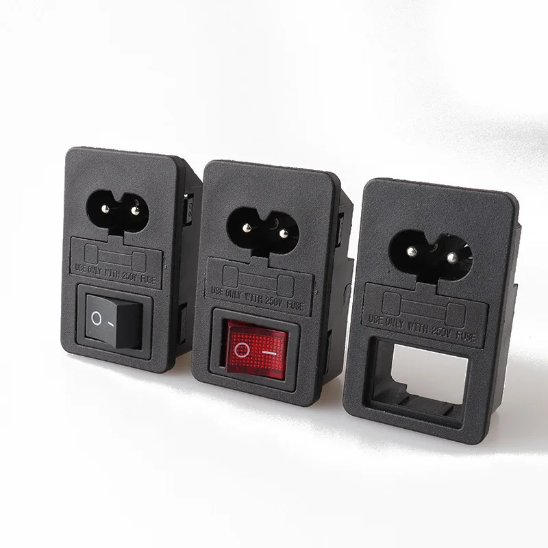 

LZ-8-F3 C8 with black switch fuse snap-in type power socket switch 4pin black rocker switch