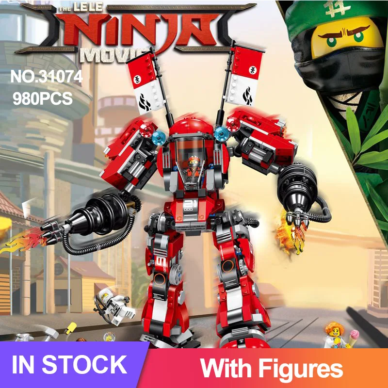 

Compatible LEGOingLYS 70615 movie NinjagoingLYS Fire Mech Battle Huge Red Robots Flame Model Building Blocks Bricks kit DIY Toys