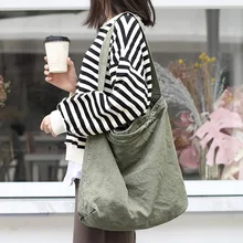 Женская Студенческая парусиновая модная сумка-мессенджер через плечо, сумка для покупок, одноцветная дорожная Женская многоразовая складная сумка-шоппер