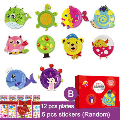 Children 3D DIY handmade Paper Cups Plates Sticker Material Kit Toys kingergarden Kids Educational Art Craft Tools Gifts