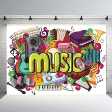 Виниловый фон для студийной фотосъемки с музыкальным изображением комического плаката на день рождения