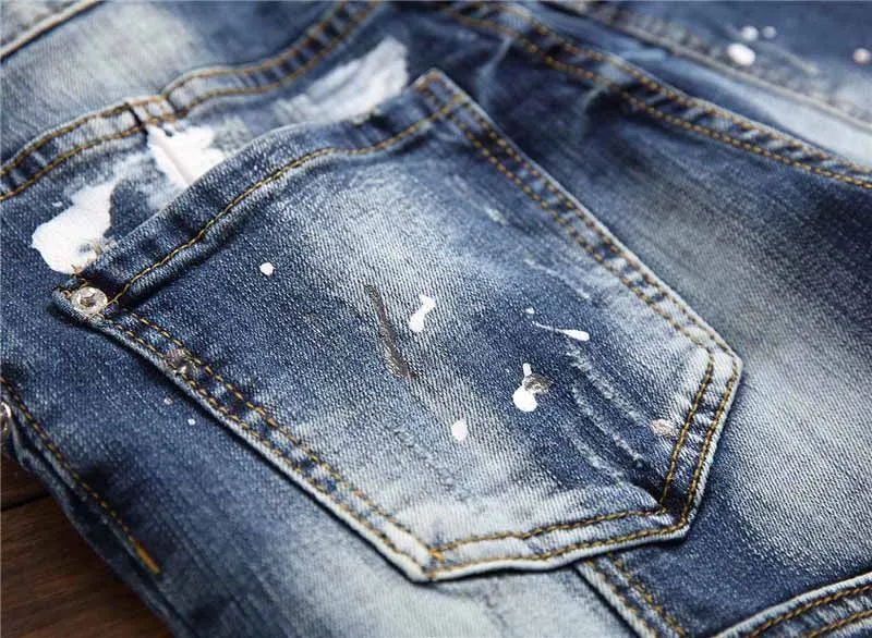 KIOVNO мужские рваные окрашенные джинсовые брюки High Street Distressed джинсы брюки для мужчин Промытые размер 29-38