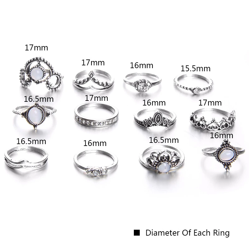 Женские кольца на кончик пальца в богемном стиле, набор для женщин, в стиле панк, из смолы, с кристаллами, с Лунной короной, с опалом, кольца на палец, в стиле бохо, свадебные украшения - Цвет основного камня: 50