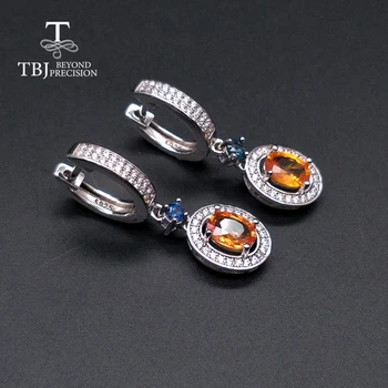 

classics clasp earring with natural precious gemstone fancy sapphire sterling silver 925 fine jewelry for girls,wife nice gift