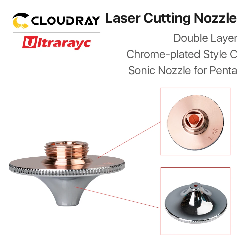 Ultrarayc Laser Nozzles Chrome-plated Double Layers D28 Caliber 1.2mm-1.6mm for Cutting Metal