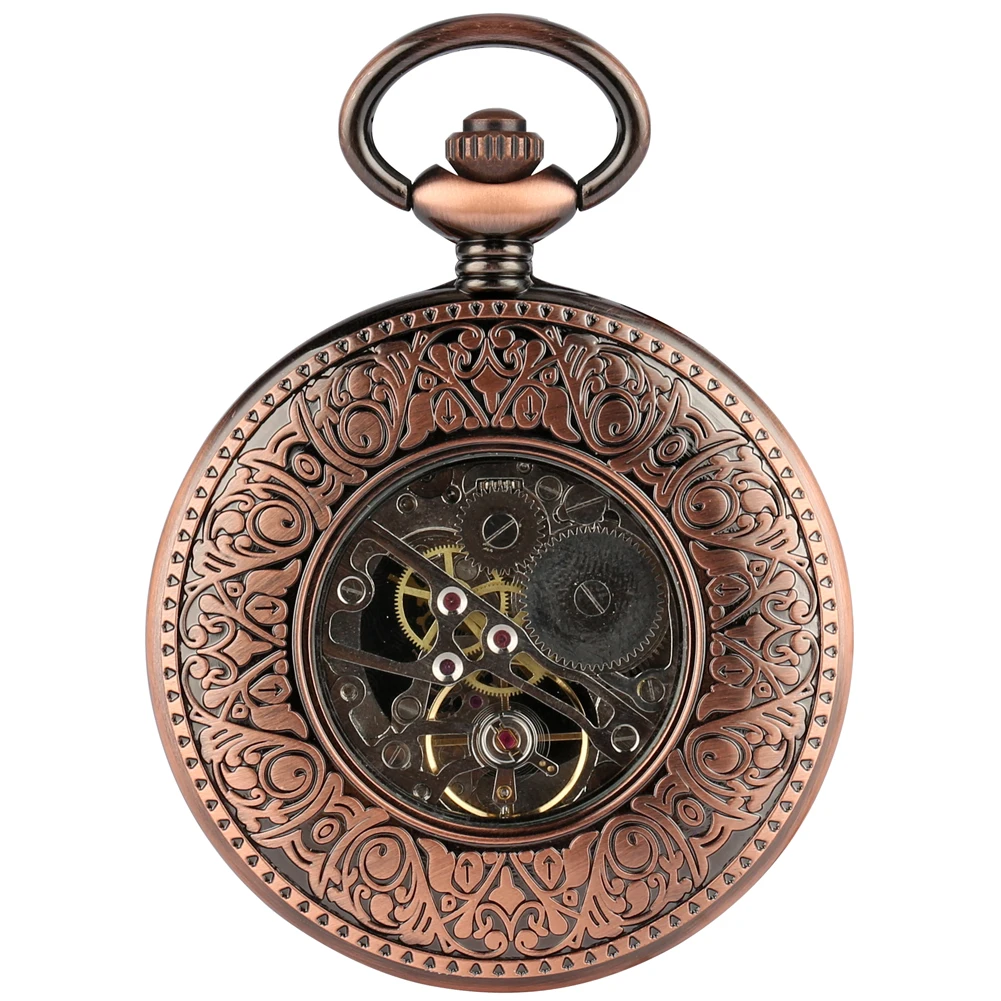 Exquisite Hand-winding Mechanical Pocket Watches Men Retro Steam Train Cover Case Roman Numerals Dial Neckalce Pendant Women
