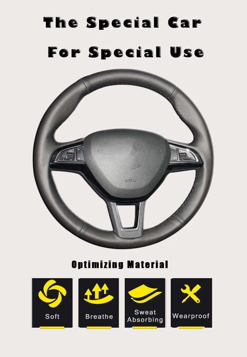 Авто оплетка на руле Крышка для Skoda citigo 2013- Fabia 2013- Karoq- Yeti- автомобильный Стайлинг