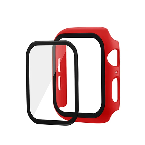 red Чехол из поликарбоната для Apple Watch 5, 4, 40 мм, 44 мм, защитный чехол из закаленного стекла для iWatch 3, 2, 1, 42 мм, 38 мм, чехол для часов - Цвет: red