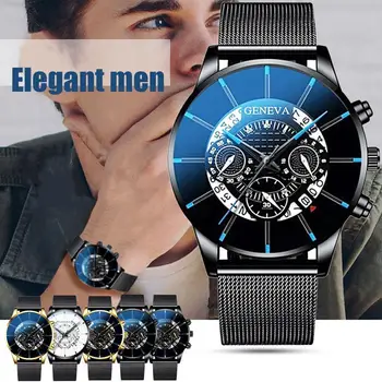 

Watch Men relogio Fashion Military Quartz watch Wristwatch Waterproof Unique Digital Dial Watches New 2020 Three Eyes Mesh Watch