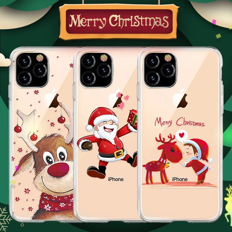

New Fashion Case For iPhone 11 Pro XS MAX XR 8 7 6 6S Plus Santa Claus Snowman Cover For iPhone 11 Pro Max 11 Pro Christmas Case