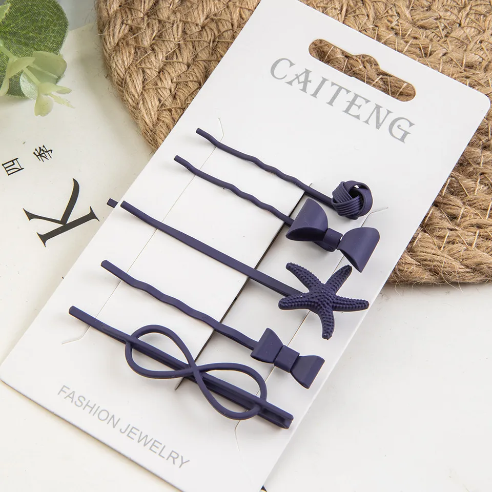 Бантом Морская Звезда Цветы Бесконечность Форма Металлическая Зажим Для Волос Оснастки Заколки Для Волос Заколка Для Волос Аксессуары Для Укладки Волос Для Женщин Девочек Новая Мода Ювелирные Изделия 5 Шт. / Компл