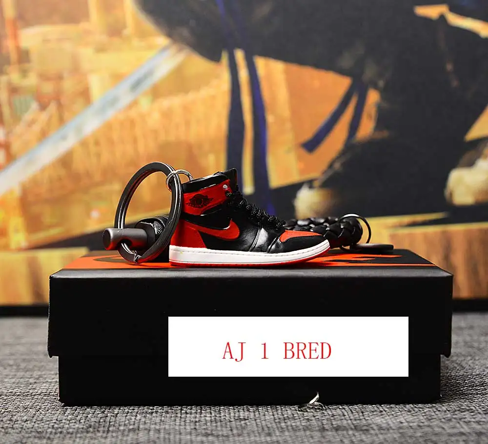 a shoe w rope Дропшиппинг aj1 offwhite Chicago Unc брелок в виде кроссовка Air Jordan 1 3D мини-кроссовки запатентованный спортивный обувной брелок с кроссовком - Цвет: a shoe w rope