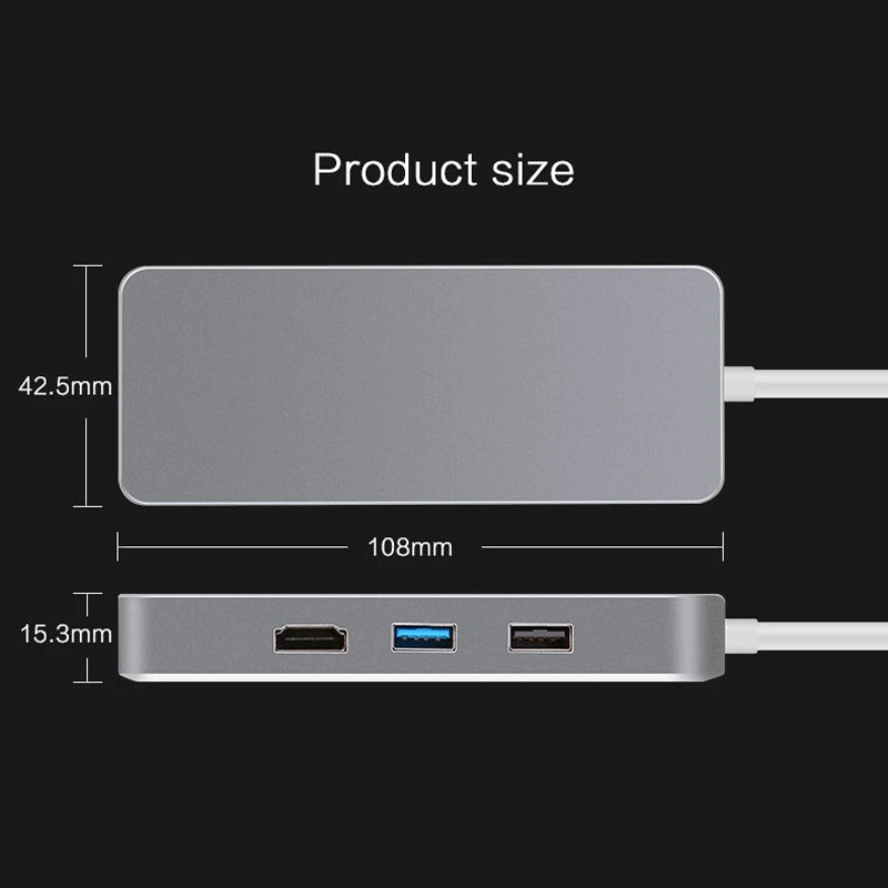 7 в 1 многопортовый Тип C USB 3,0 концентратор к HDMI 3,5 мм аудио для MacBook ноутбук ПК USB C адаптер концентратор HDMI Прямая
