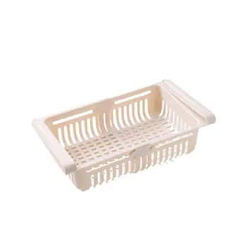 

Pull-out refrigerator storage basket PP material Cool compartment storage rack Stretch design Save space