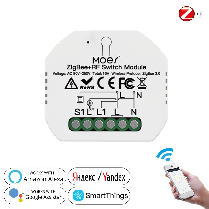 Módulo de interruptor de luz Inteligente Mini para Tuya ZigBee 3,0, Control remoto para Smart Life, Tuya, funciona con Alexa y Google