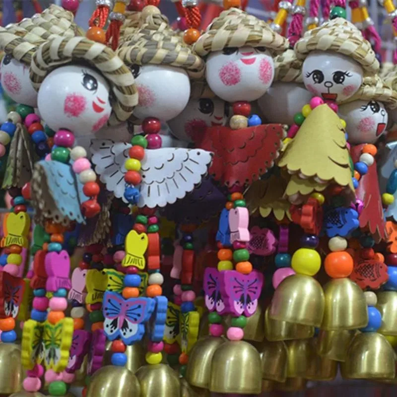 Scarecrow Wind Chimes Sunny Day Dolls Creative Colorful Embroidered Wind Chime Fashion Chinese Style Garden Home Decor Crafts