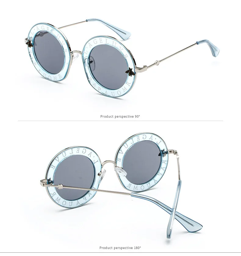 Шикарные женские круглые солнцезащитные очки, женские градиентные солнцезащитные очки для женщин, золотая металлическая оправа, женские солнцезащитные очки с буквенным принтом, UV400
