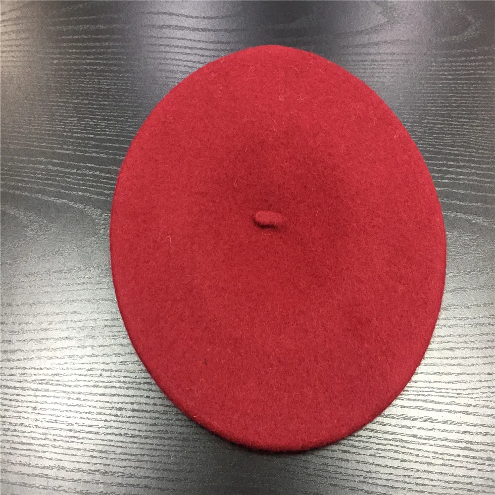 Dark Red Женская шерстяная шляпа, Женские однотонные зимние шапки для девочек, женские классические шляпы в стиле художника, светло-коричневые, горчичные, розовые, фиолетовые, красные шляпы - Цвет: Dark Red