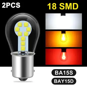 

2Pcs Led Bulbs 1156 BA15S 1157 BAY15D 15 W Car LED Brake Reverse Light Front Turn Signal Lamp 220 LM 3030 SMD 12V Taillights