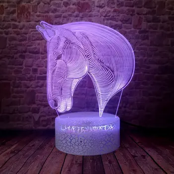 

Novelty 3D Illusion LED Desk Nightlight Colorful Changing Sleeping Light Flashing Horse Head Figure Model Toys Holiday gift