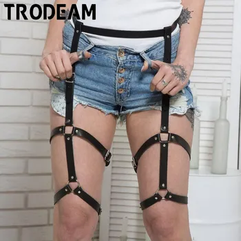 

TRODEAM Garter Belt Suspender High Waist Garter Band Leather Leg Harness Lingerie Harajuku Body Bondage Leg Straps Gothic Punk