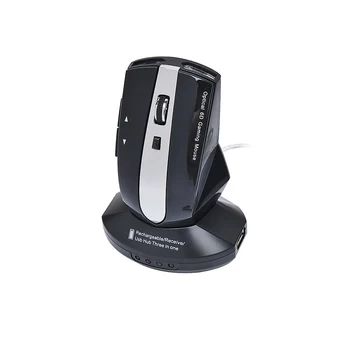 

2.4G Wireless Rechargeable Mouse Optical 6D Gaming Mouse with 4 Ports USB Hub Charging Dock MG-011 White