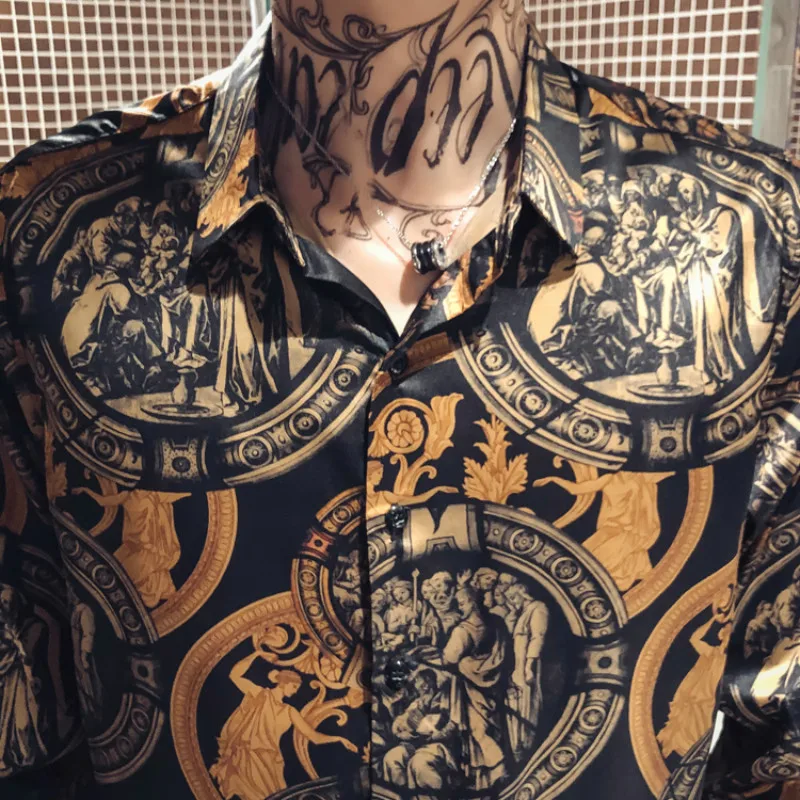 Мужские рубашки с принтом Иисуса, повседневные облегающие рубашки Camisa Masculina, дизайнерские уличные рубашки, Мужская одежда, мужская одежда, Chemise Homme