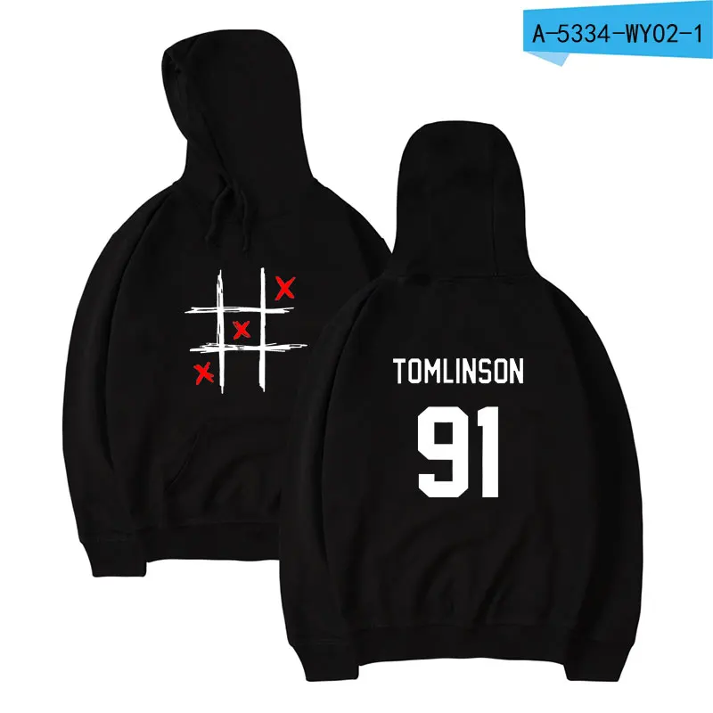 Kpop Harajuku Tomlinson One Direction, толстовки, толстовка, Весенняя женская, для мальчиков и девочек, модные толстовки, толстовка, повседневная одежда - Цвет: Black