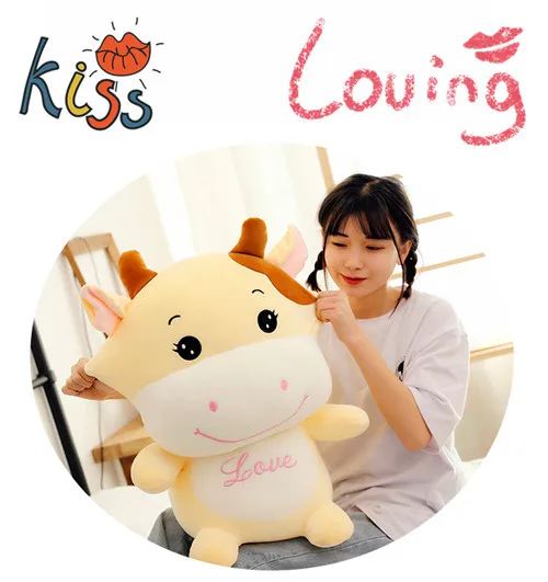 Fancytrader 24'' Lovely Plush Soft Stuffed Giant Animal Milk Cow Toy Big Plush Cow Doll Nice Gift For Kids 60cm 2 Colors (15)