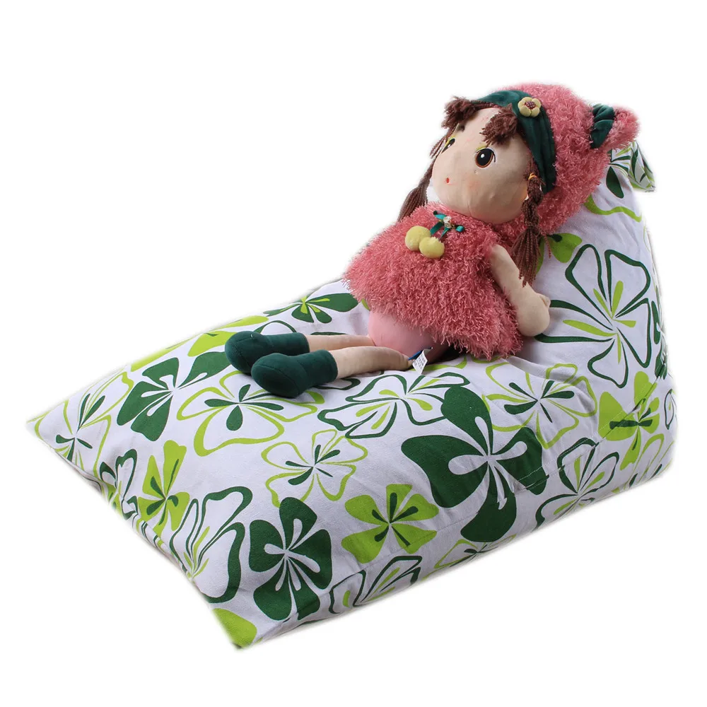 HSU Kids Stuffed Animal Plush Toy Storage Bean Bag Soft Pouch Stripe Fabric Chair Foldable Desktop Storage Sundries Storage Box
