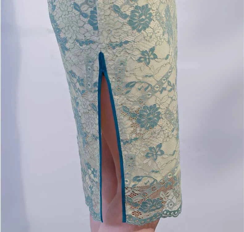 Модное зеленое Короткое платье-Ципао, китайское традиционное платье, Vestido, Восточное Чино, традиционное женское элегантное платье
