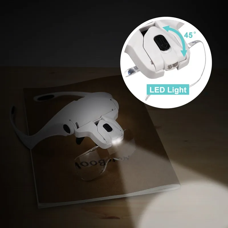 Горячая 1X до 3.5X Zoom Hands Free Head Mount светодиодный Лупа с подсветкой