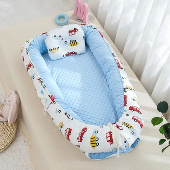 

Cartoon Print 90*50cm Baby Nest Bed Portable Crib Travel Bed Infant Toddler Cotton Cradle for Newborn Baby Bed Bassinet Bumper