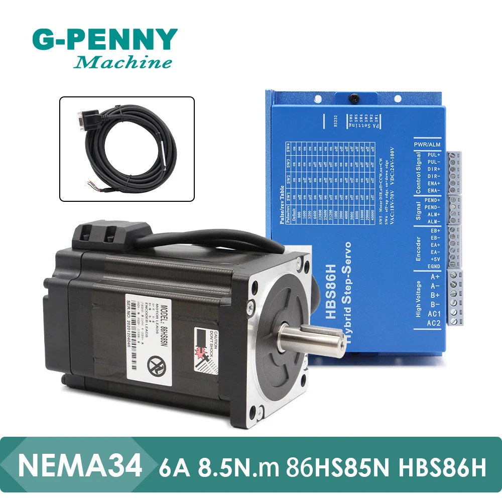 

Комплект шагового двигателя с замкнутым циклом CNC Nema34, вал 8,5 нм, 1 мм 86 шаговый двигатель с DSP и векторным управлением