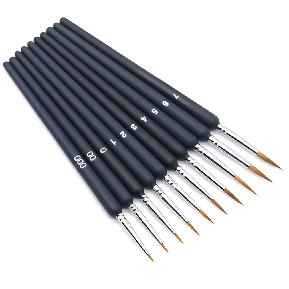 

9 pcs Miniature Paint Brush Set Weasel Hair Brush Fine Detail Art Nail Oil Painting Wolf Hook Line Pen Watercolor Pen