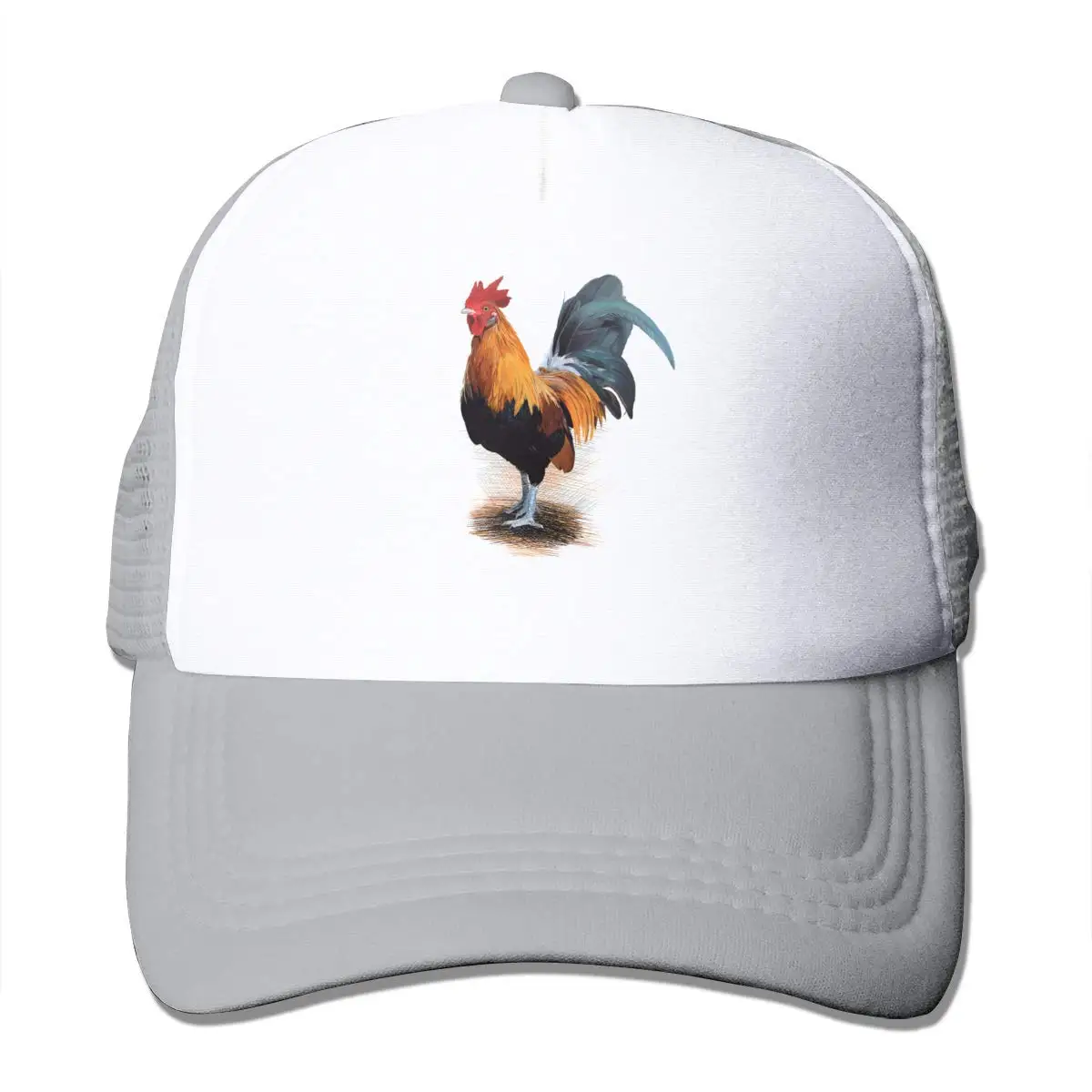 Красивая сетчатая бейсболка с петухом, унисекс, Регулируемая Кепка в Стиле Дальнобойщика, серая