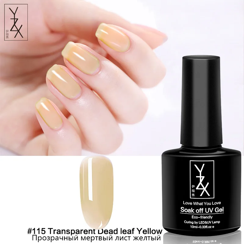 Transparent Yellow YXZ 10 мл горячие новые прозрачные цвета УФ/Led гель для ногтей замочить от эмалевый лак молочный белый розовый телесный гель для ногтей лак для ногтей - Цвет: Transparent Yellow