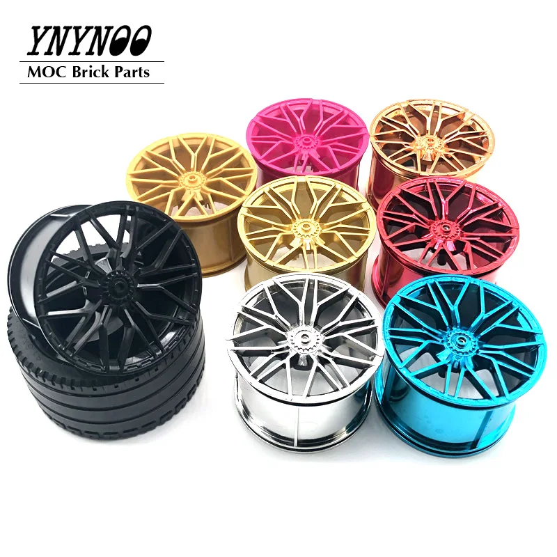 

4Pcs/lot High-Tech Tyre 81.6x44 ZR Straight Tread 23799 Wheels Hub 68577 Rim 62.3x42 fit 42115 Sports Cars Building Blocks Toys