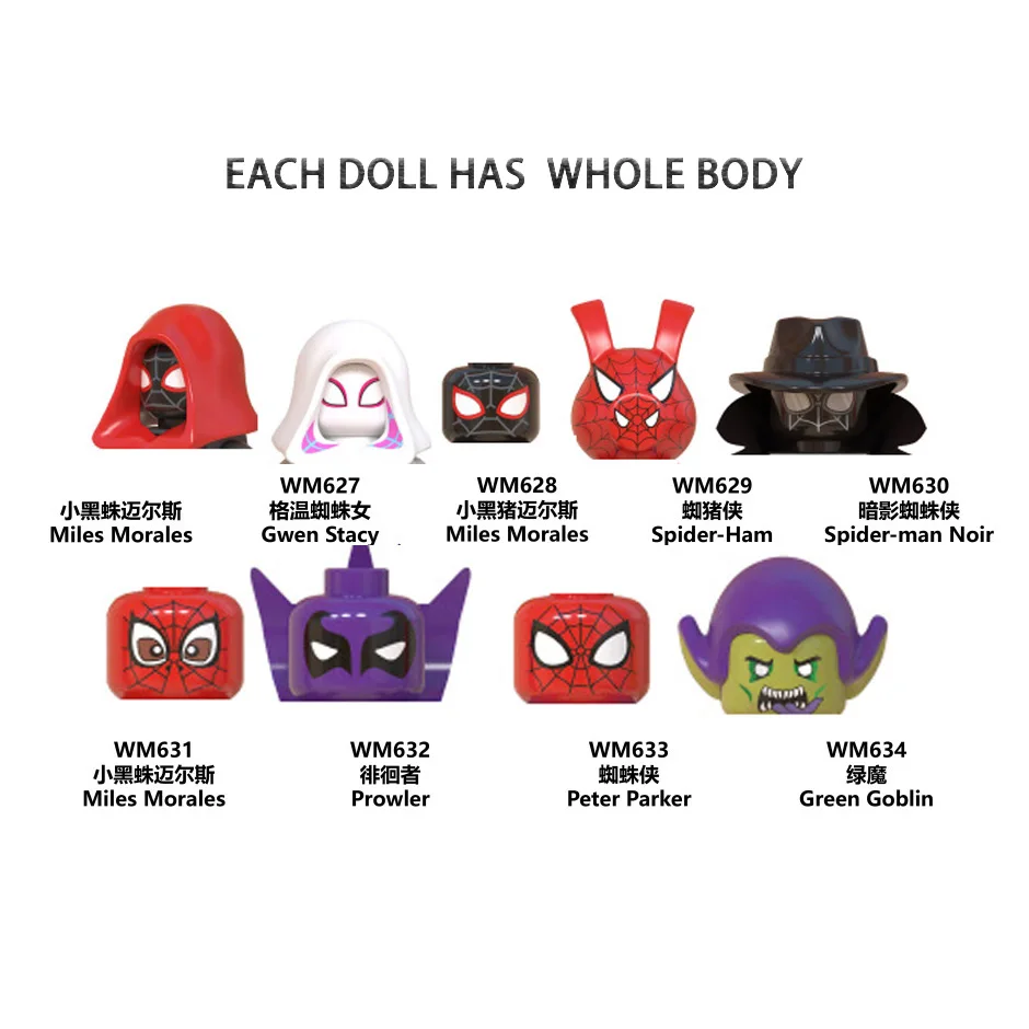 Single Superheroes Gwen Stacys Spider-Hams Spider-Mans Green Goblins Mini Figures Bricks Building Blocks Assembled Toys | Игрушки и
