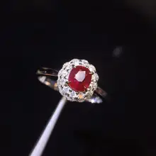 Рубиновое кольцо из чистого золота 18 К, Настоящее натуральное 1.0ct красное рубиновое ювелирное изделие с бриллиантами, юбилейные женские кольца для женщин, изящные кольца