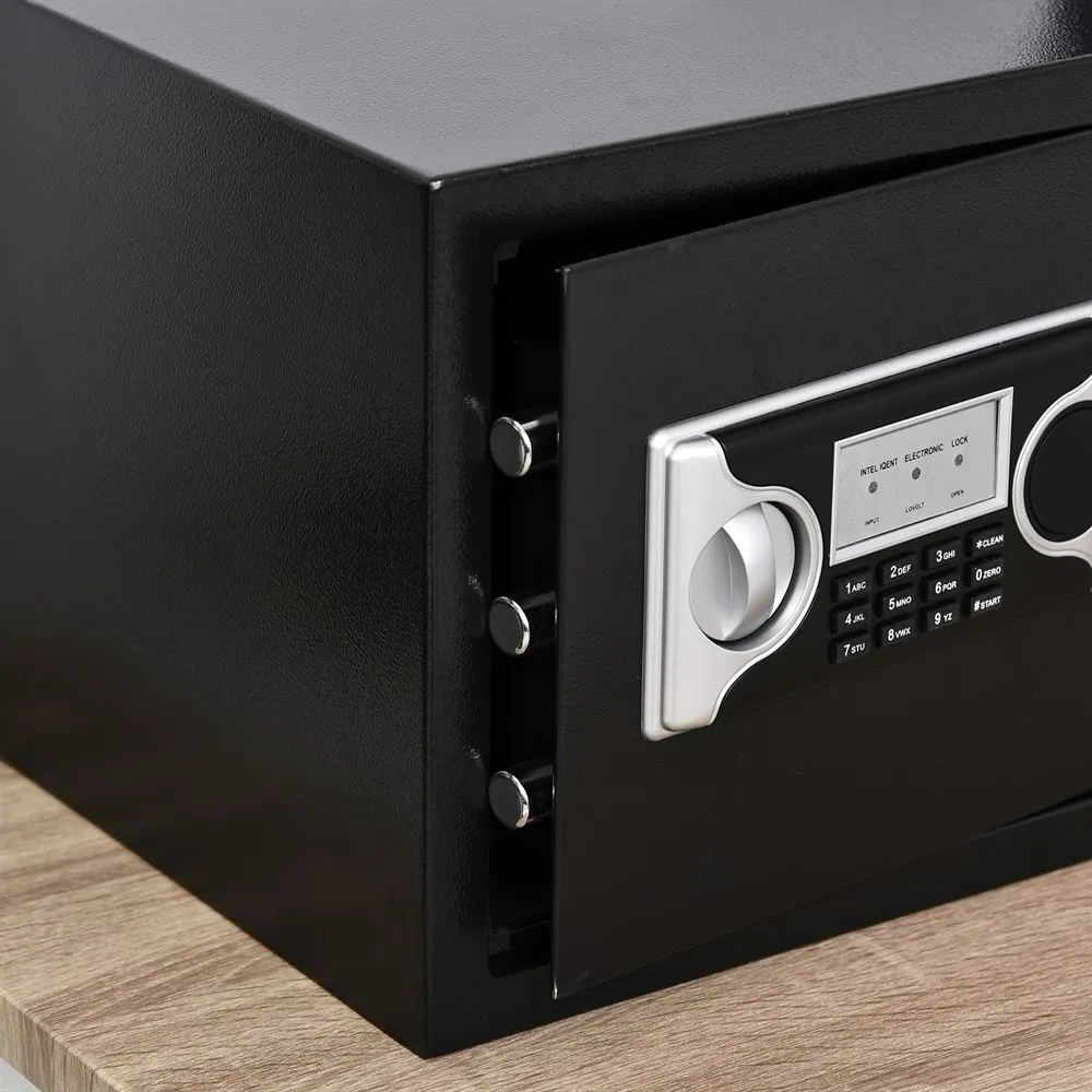 HOMCOM solid electronic safe safe with key 2 codes capacity 27 L Steel 38x30x30 cm black