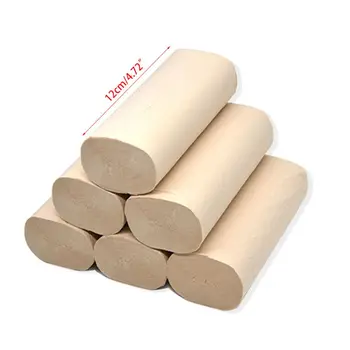 

12 Rolls Natural Bamboo Pulp Roll Paper Toilet Paper 4 Layer Thickened Strong 50JF